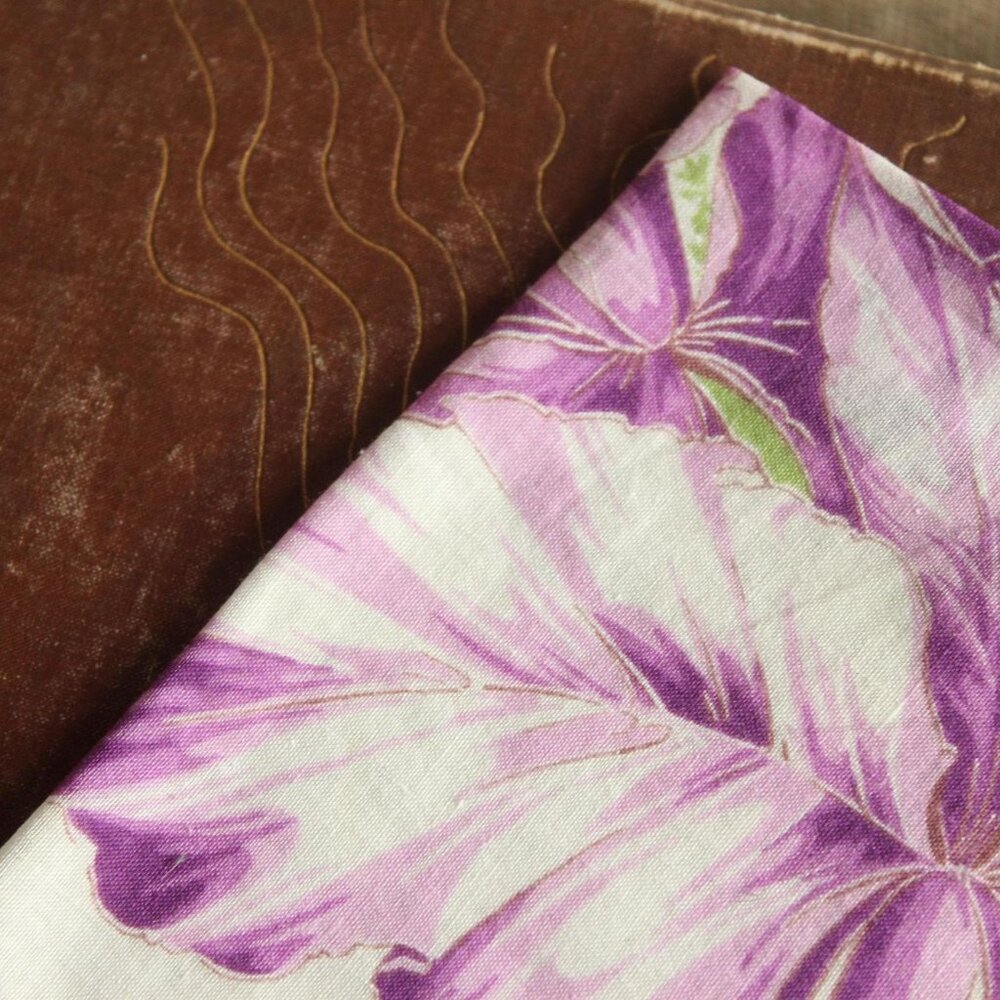 Vintage 1950s Handkerchief, Iris Purple Flower Print Cotton Hankie - Picture 5 of 15